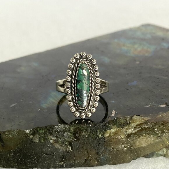 VTG Bell Trading Sterling Silver 925 Southwest Style Green Turquoise Ring 5.25 - Picture 4 of 16